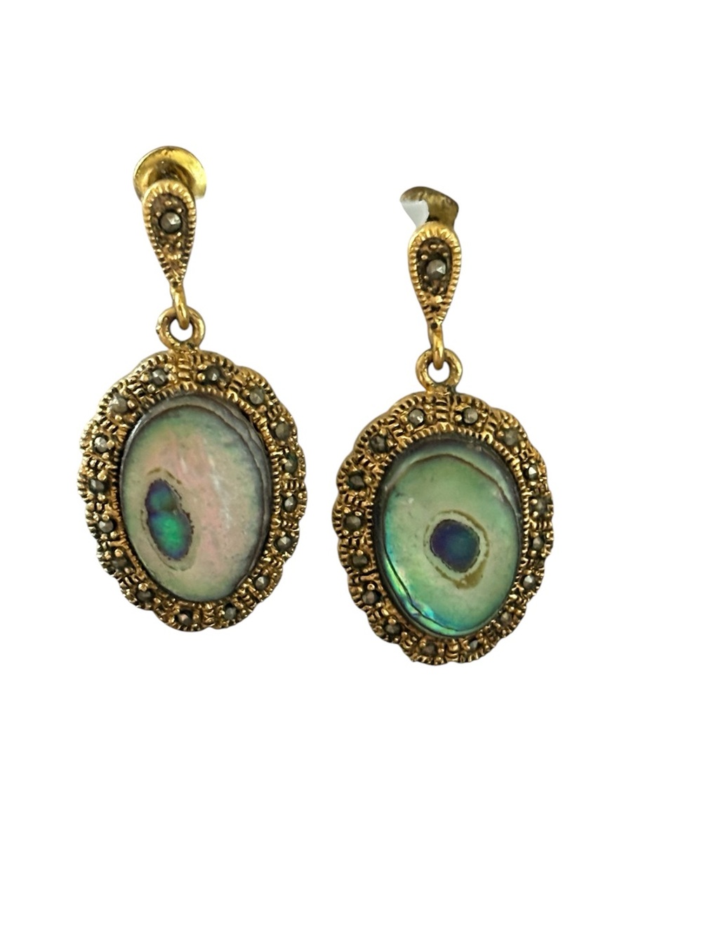 Gold Abalone Pierced Earrings
